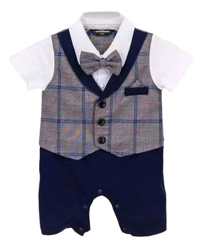 Enterito Formal Verano Cuadrille Gris Bebe