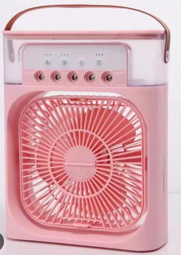 Ventilador De Escritorio Y Humificador Con Luz Led 4 En 1 Estructura Rosa