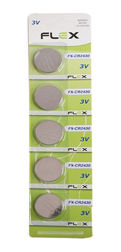 Bateria Lithium 3v Cr2430 Flex Cartela 5 Unid Fx-cr2430