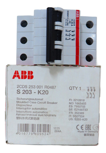 Minidisjuntor Tripolar - S203-k20 - Abb