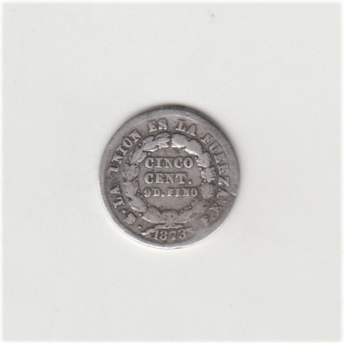 Moneda Bolivia 5 Cents 1873 Plata Escasa (c85)