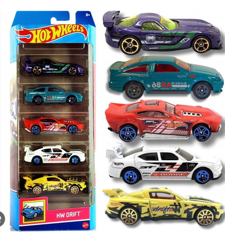 Hot Wheels Pack 5 Autos Hw Drift Escala 1:64