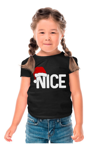 Playera Negra Infantil De Nice Santa Claus Cuello Redondo