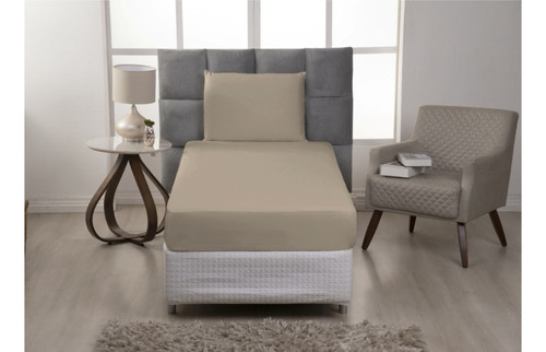 Lençol Solteiro 400 Fios Jogo 2 Peças Roupa De Cama Macio Cor Caqui-avelã Desenho Do Tecido Lisa