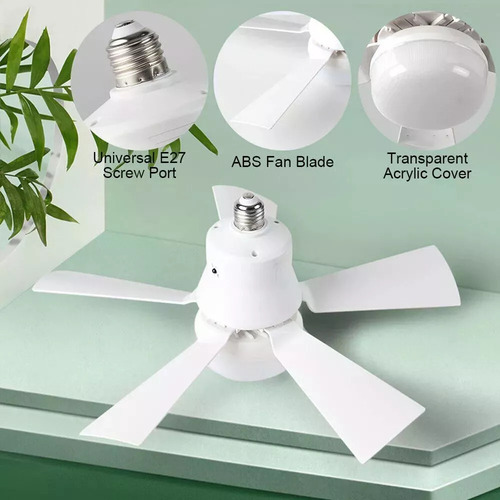 Socket Fan Light Con Luz Y Mando A Distancia De Silencio