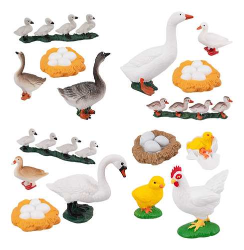 Toymany 16 Figuras De Animales De Granja De Ganso, Cisne Bl.