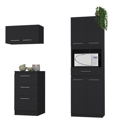 Mueble Inferior + Mueble Campana 2 Puertas + Auxiliar Micro