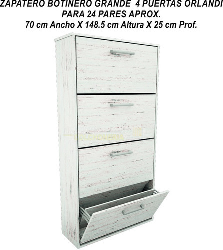 Imagen 2 de 3 de Zapatero Botinero Orlandi 4 Puertas Melamina Colores
