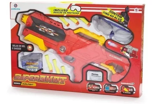 Pistola Super Shot Dual Fight Lança Dardos +bola De Gel Nerf