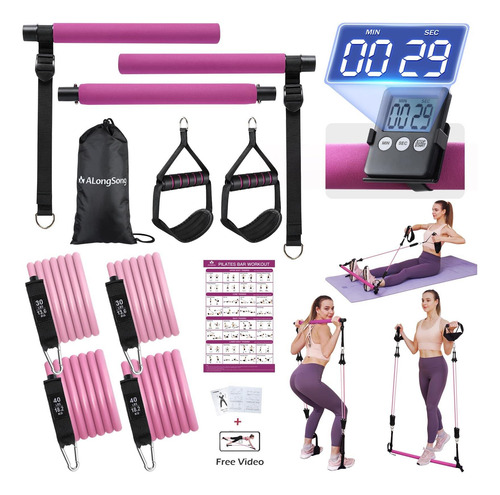 Kit De Bar De Pilates A Lo Largo Con Bandas De Resistencia,