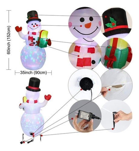 . 2024 2024 Decoración Navideña Nieve Inflable Happy Light