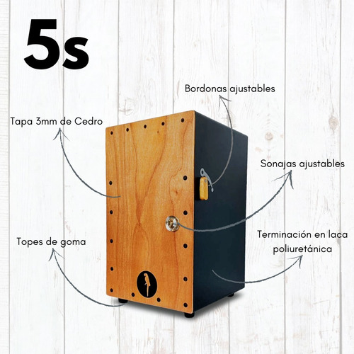 Imagen 3 de 8 de Cajon Dual 5s + Funda Estuche (tipo Flamenco Peruano)