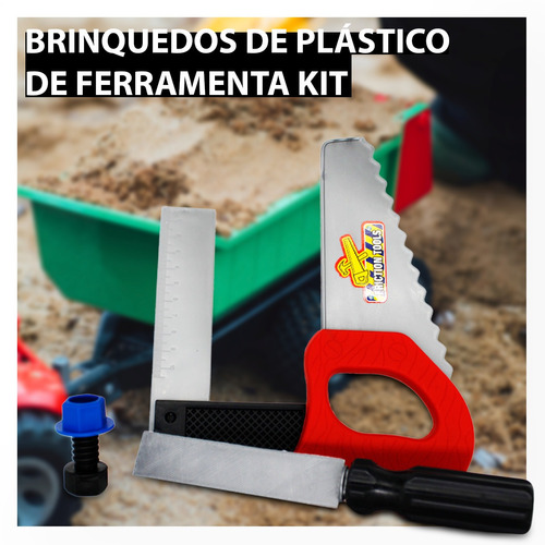 Imagem 1 de 7 de Kit De Ferramenta Infantil Lixadeira Carpinteiro Serra Porca