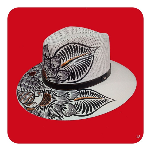 Imagen 2 de 6 de Elegante Sombrero Artesanal Pintado A Mano Varios Modelos 2