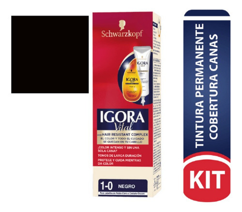  Tinte Igora Vital Permanente 1-0 Negro - mL Tono 1-0 Negro Tubo