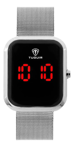 Relogio Tuguir Digital Unissex Tg100 Led Vermelho TG30032 Prateado