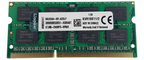 Memoria Notebook Kingston / 2gb / Pc3-12800 / Ddr3-1600mhz