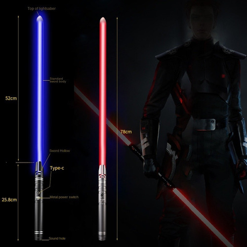 Espada Láser Metal Para Combate Led Carga Usb 14 Colores