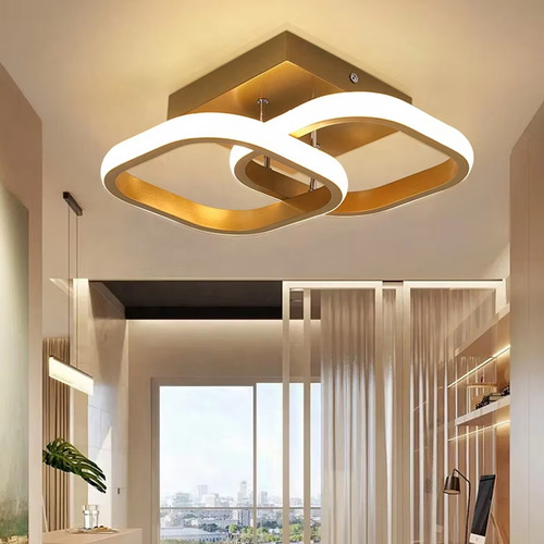 Plafon Luminária Led Moderno Duplo Quadrado Embutir Quarto
