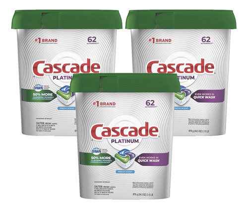 Detergente Lavavajillas Cascade Platinum Actions 3 X 62 Un