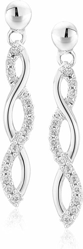 Vir Joyas 1/4 Cttw Diamond Infinity Dangle Pendientes 10k Go