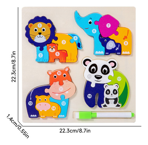 Rompecabezas 3d Genérico Modelo Tun-0015 Animal Madera