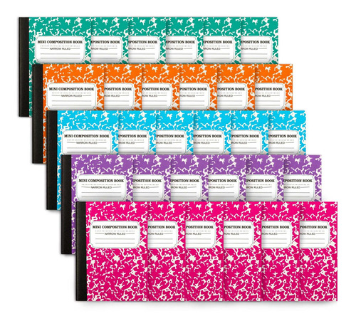 Feela - Mini Cuaderno De Composicin, Bonito Paquete De 30 Un