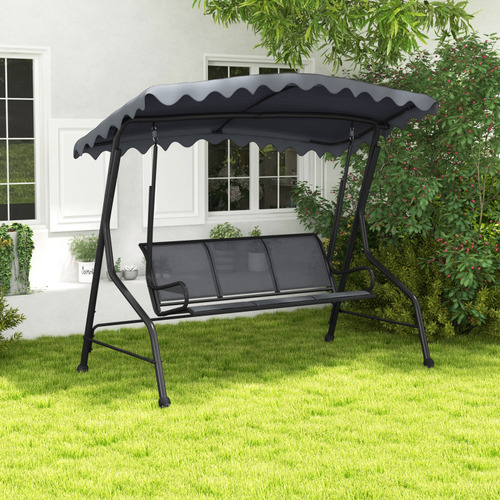 Columpio Para Exterior De 3 Plazas Toldo Ajustable Gpl Gris