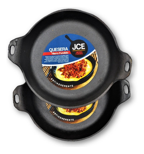 Jce - Juego De Dos Cazuelas De Hierro Fundido De 15 Cm Color Negro