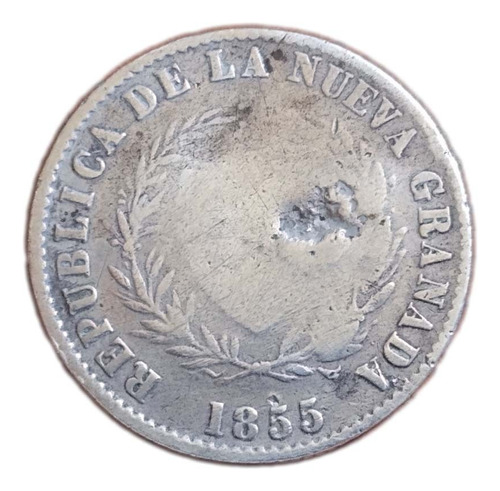 Moneda Republica Nueva Granada Bogota 2 Décimos Año 1855