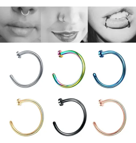 Piercing Aro Con Tope Para Nariz O Labios 8mm Tornasol