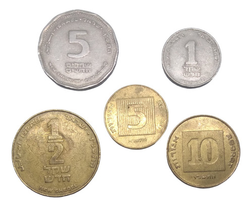  Monedas De Israel 5 Nuevos Shekel A 10 Agorot 5 Piezas  