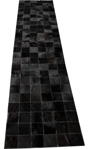 Tapete De Couro Preto Natural 0,60x2,50 Sem Borda Pç 10 Comprimento 250 cm Desenho do tecido Tapete couro sob medida - zig zag - antiderrapante - 10x10cm Largura 60 cm