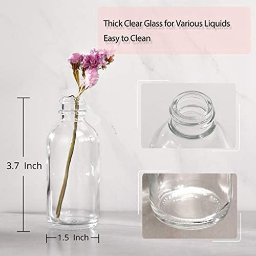 12 Botellas Pequeñas De Vidrio Transparente De 2 Onzas Con T