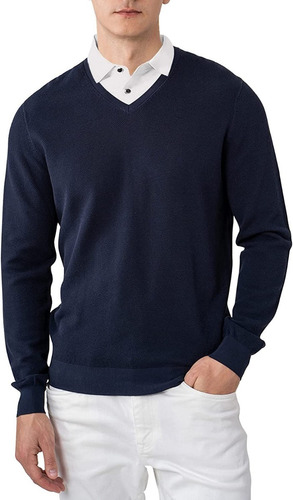 Sweater Pullover Hombre Tejido Algodon Cuello V Premium Line