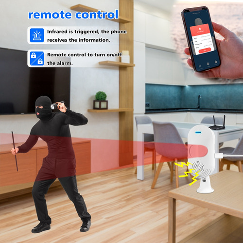 Detector De Infrarrojos Con Alarma De Luz Y Sonido Wifi Pir