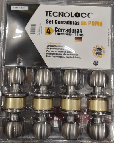 Set De 4 Cerraduras De Pomo (3dormitorio 1 Baño)