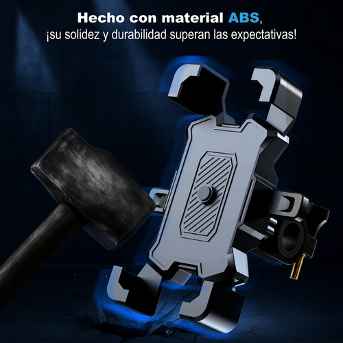 Soporte Para Celular Moto/bicicleta, Base Porta Teléfono Negro, Compatible Con Motos/bicicletas, 4 - 6.3 Pulgadas, Bloqueo Automático, Estable (abs), Evita Caídas, Ajustable Universal.