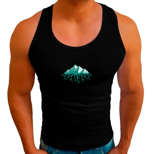 Regata Americana Estampa Montanha Masculina Camiseta