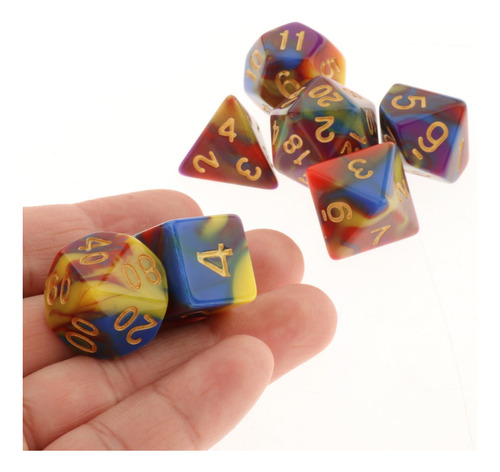 7 Piezas De Dados Poliédricos D4 D6 D8 D10 D12 D20 Juegos