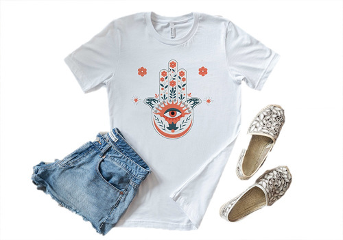 Remera Dama Mujer Moda Fantasy Boho Hippie Mano Hamsa #26