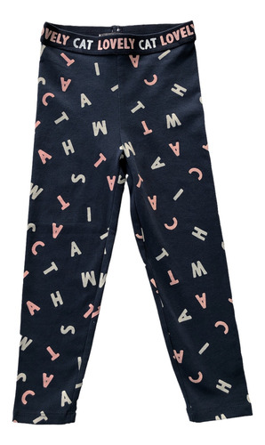 Legging Estampado De Letras, Losan, 026-6006al Para Niña