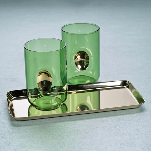 Zodax Aperitivo Tumbler Con Acento De Oro - Conjunto De 4 C
