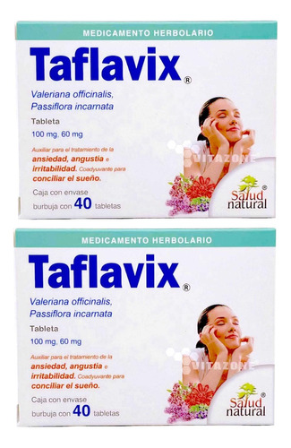 Taflavix 2 Cajas De 40 Tabletas Valeriana Pasiflora Salud Na