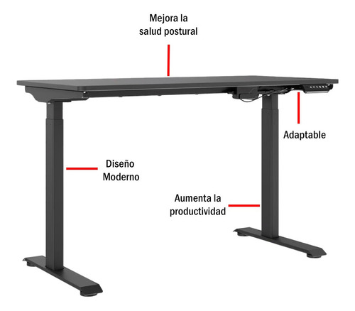 Escritorio Con Altura Ajustable Display Negro Up Ofideas