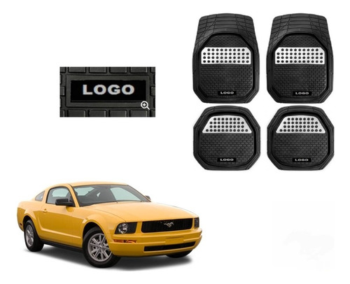 Tapetes 4pz Charola 3d Logo Clasico Mustang 2005 A 2008 2009