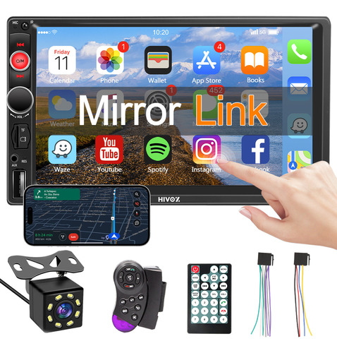 Autoestéreo 2 Din Mirrorlink Pantalla Táctil 7 Inch Y Cámara