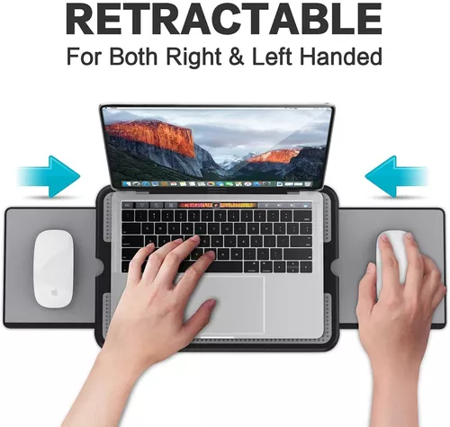 AboveTEK Escritorio portátil para laptop con bandeja retráctil para mouse  izquierda/derecha, antideslizante con protección térmica para tableta
