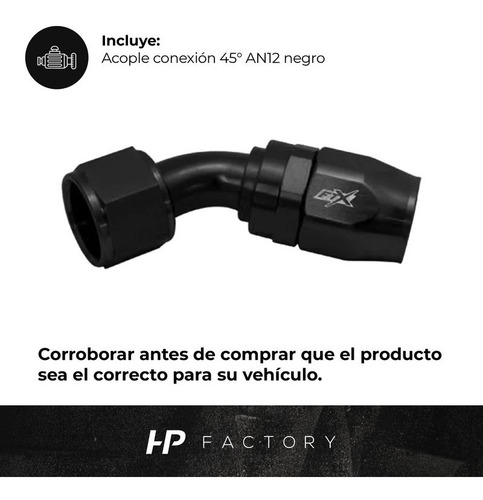 Imagen 2 de 8 de Acople Conexión 45° An12 Negro Ftx Fueltech