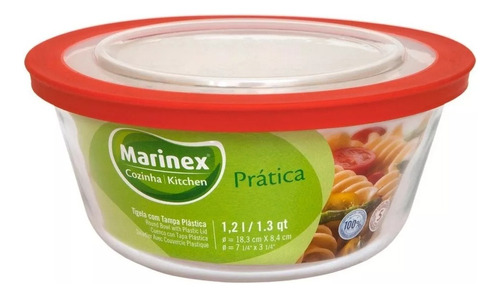 Recipiente Redondo Vidrio Templado Marinex 1,2l Casa Valente